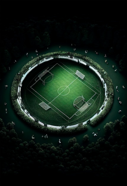 Stadium round football top view