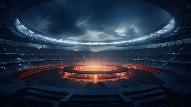 Stadium with floodlights background Generative AI