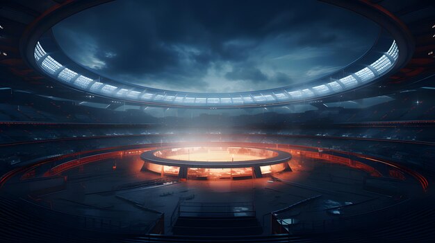 Stadium with floodlights background Generative AI