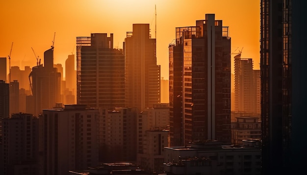 stads skyline bij zonsondergang generatieve AI