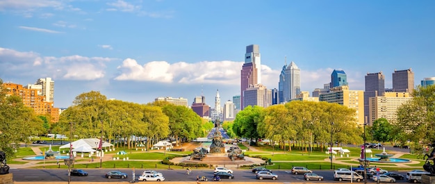 Stadsbeeld van de skyline van het centrum van Philadelphia in Pennsylvania USA