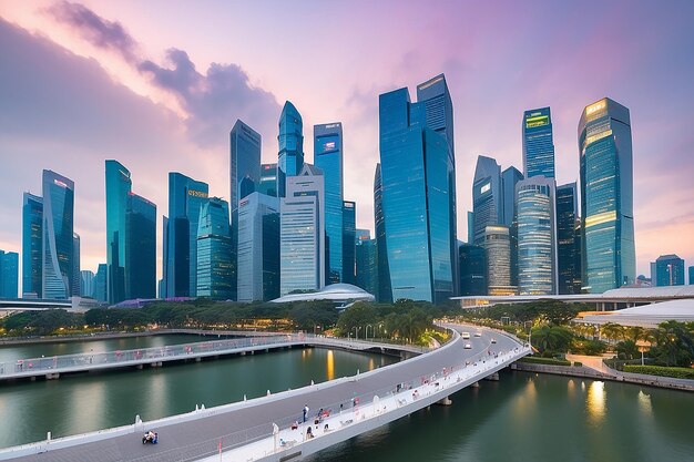 Foto stadsbeeld van singapore bij marina bay