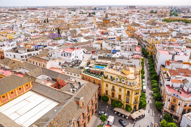 Stadsgezicht uitzicht op Sevilla vanaf de top van de Giralda. Andalusië, Spanje.