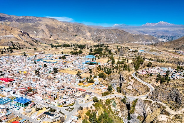 Stadsgezicht van chivay stad in peru