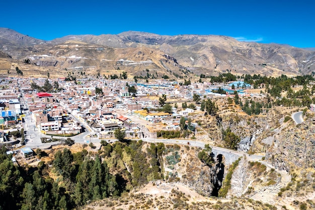 Stadsgezicht van chivay stad in peru