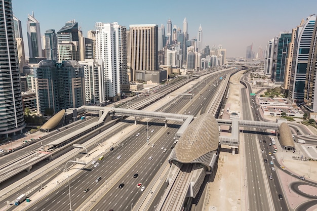 Stadsgezicht van Dubai, Verenigde Arabische Emiraten. Luchtfoto