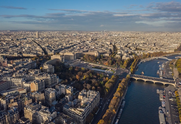 Stadsgezicht van Parijs. Luchtfoto van het Trocadero-plein