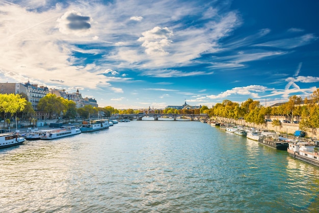 Stadsgezicht van Parijs met uitzicht over de rivier de Seine