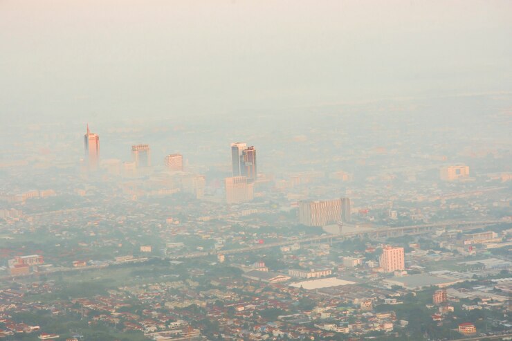 stadsgezicht vliegen uitzicht mist dekking stad Thailand