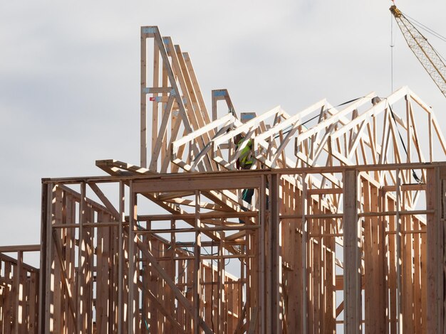 Stadshuis constructie met houten frame.