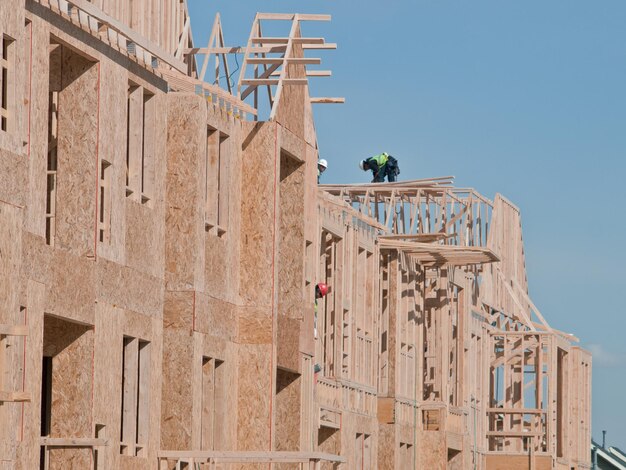 Stadshuis constructie met houten frame.