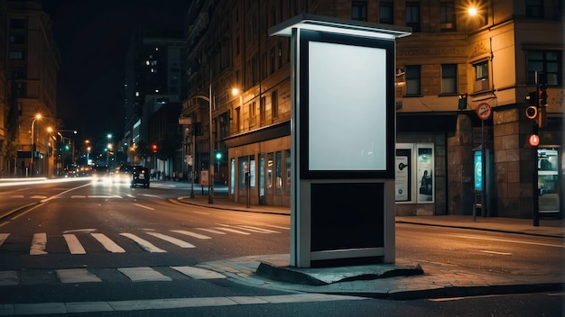 Stadslandschap met leeg wit verticaal billboard