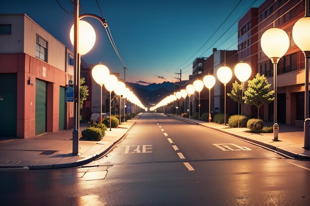 Foto stadsstraat verkeerslijn kruispunt straatverlichting mooie stad behang achtergrond