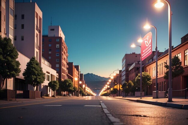 Foto stadsstraat verkeerslijn kruispunt straatverlichting mooie stad behang achtergrond