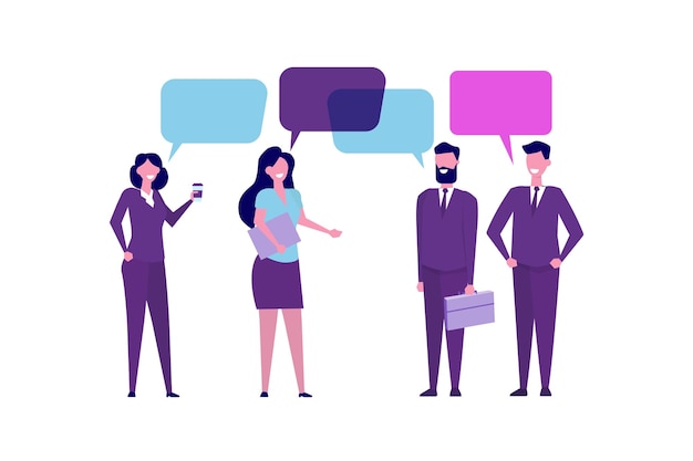 staff conversation team meeting or brainstorming concept vector illustrations