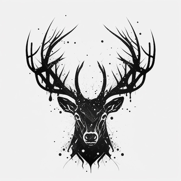 Photo stag head symmetrical crown horn white background ai generated photo