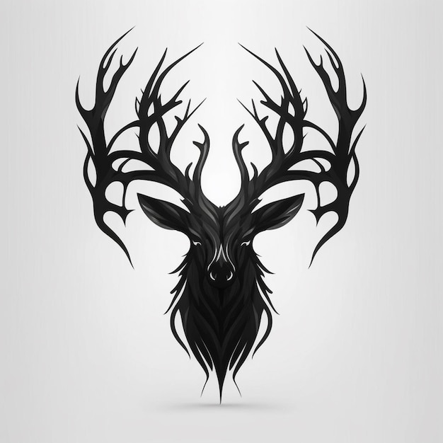 Stag head symmetrical crown horn white background AI Generated Photo