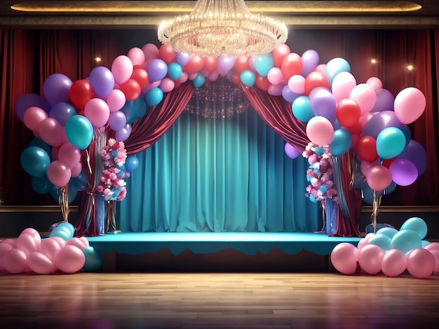 A Stage of balloons For Event wedding and Valentine Background