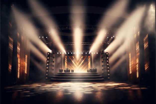 stage for concerts with lighting