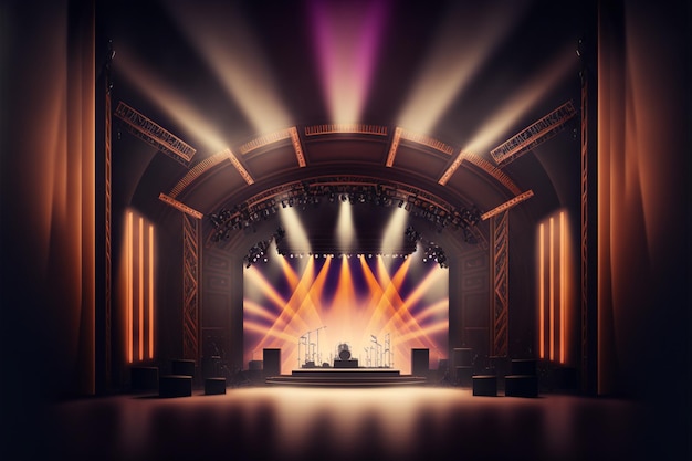 stage for concerts with lighting