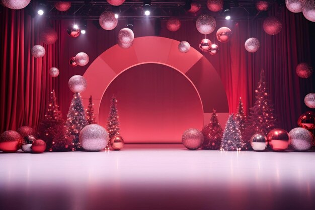 Stage design with christmas concept element