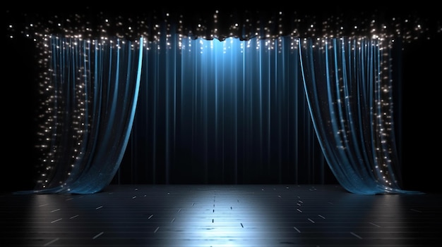 A stage draped with a captivating curtain bright lights Generative ai