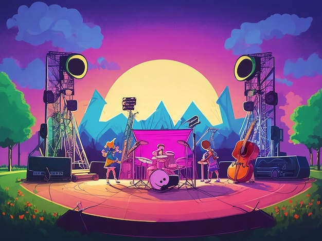 Photo stage music concert illustration