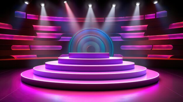 Photo stage neon podium background