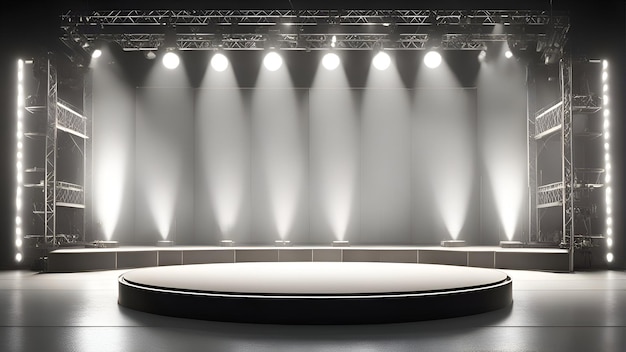 Stage Podium Scene with lighting Stage Podium Scene with for Award Ceremony on white Background 3d render