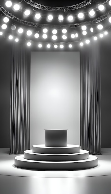 Stage podium with lighting stage podium scene with for award ceremony illuminated by spotlights