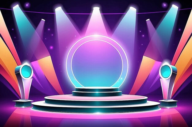 Stage podium with lighting stage podium scene with for award ceremony on light colorful background vector design