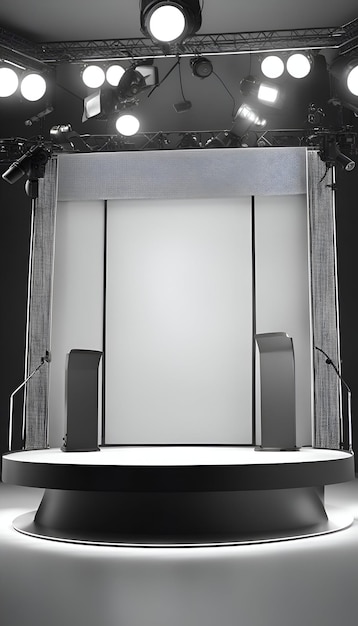 Photo stage podium with lighting stage podium scene with for award ceremony on the wall background 3d render