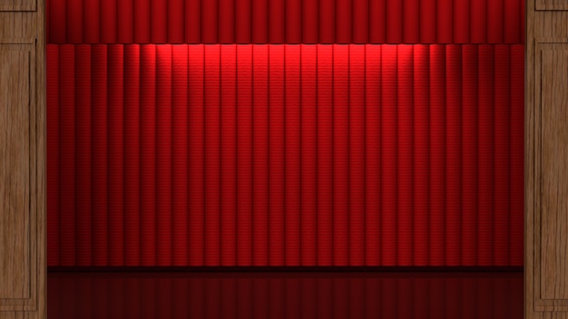 Сценический красный занавес для современной концепции 3d-рендеринга