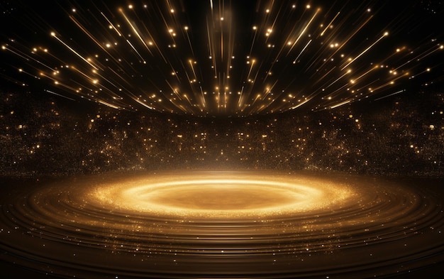 Stage shaped golden particle background