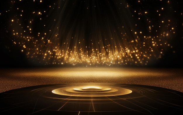 Stage shaped golden particle background