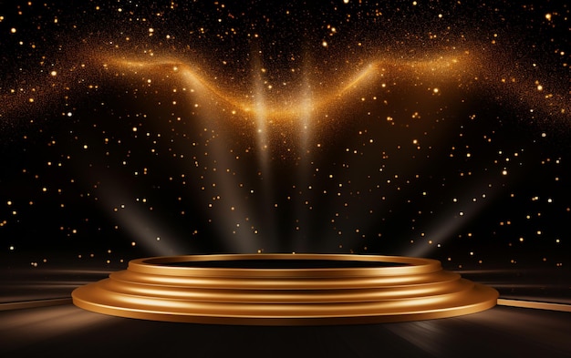 Stage shaped golden particle background