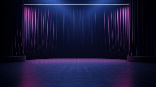 Stage shows empty dark blue purple pink background Illustration AI GenerativexA