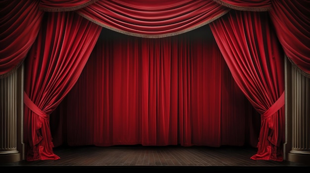 Stage in a theatre Theater red velvet curtains