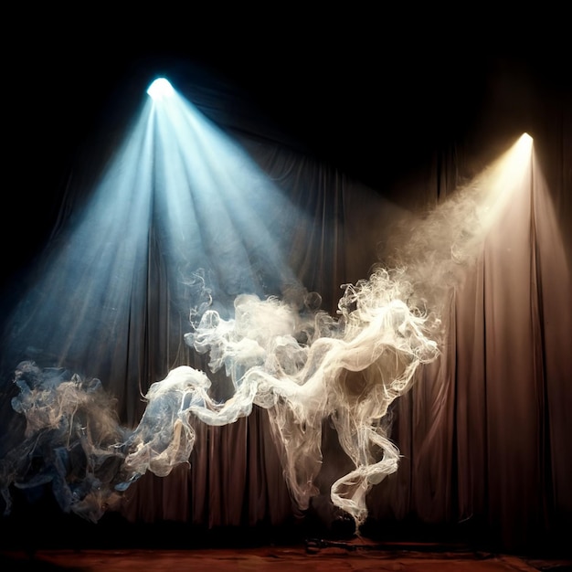 Stage white smoke and spotlight