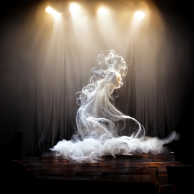 Stage white smoke and spotlight