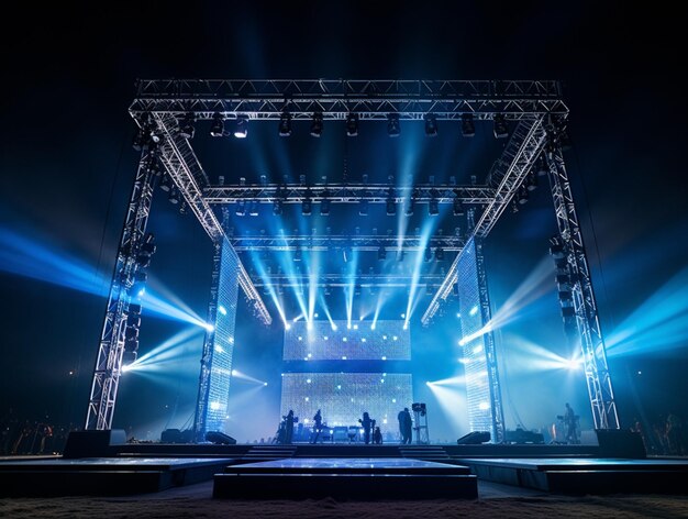 Photo a stage with a blue and white light on it