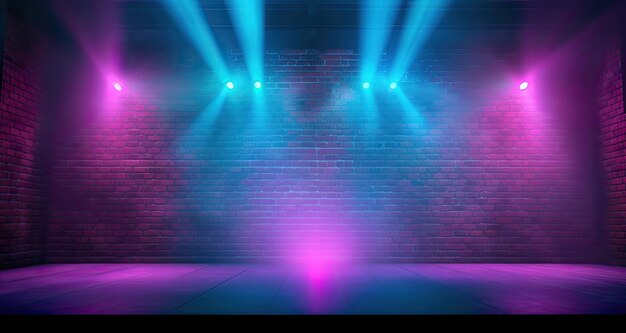 Photo a stage with a brick wall and lights