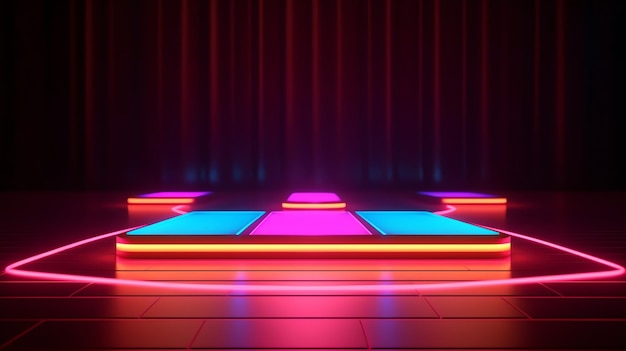 A stage with a colorful light on it