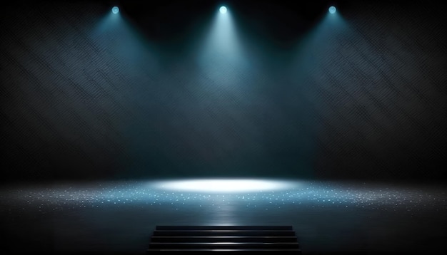 A stage with a light on it and a set of stairs.