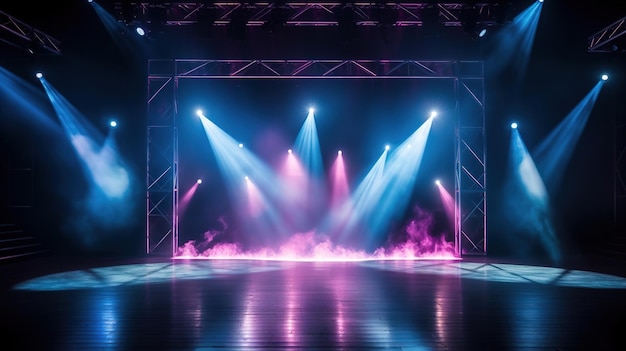 Photo a stage with lights on it and a stage with a stage with lights on it.