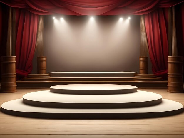 Photo a stage with a podium and spotlights a hologram