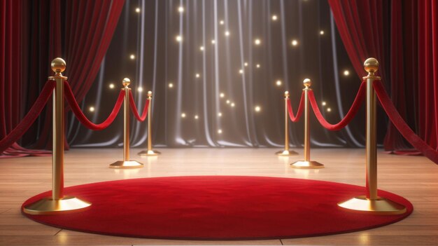 Stage with Red Carpet and Gold Poles