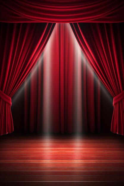 Photo a stage with red curtains and a spotlight