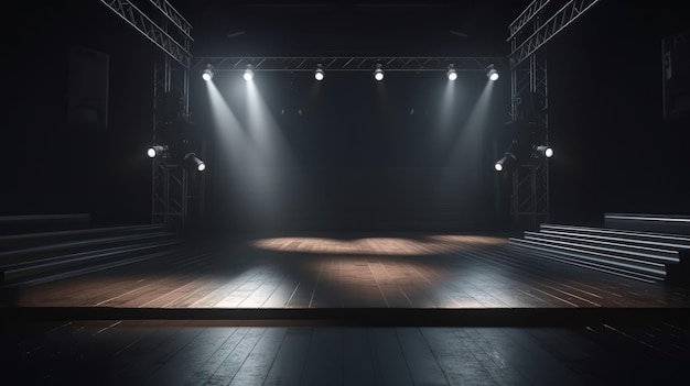 A stage with a spotlight on it and a stage with a stage in the background.