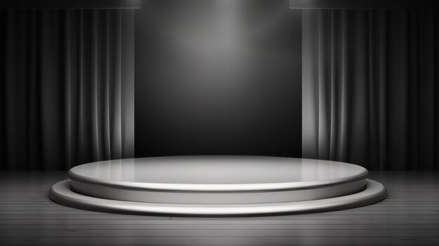 Photo a stage with a spotlight and a red curtain